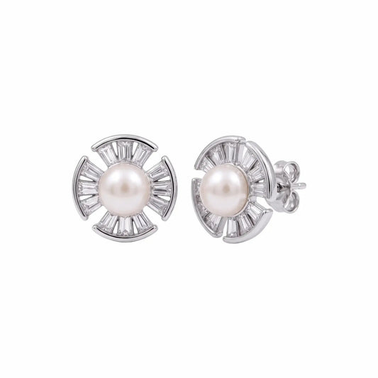 CZ Pearl Stud Earring - My Store