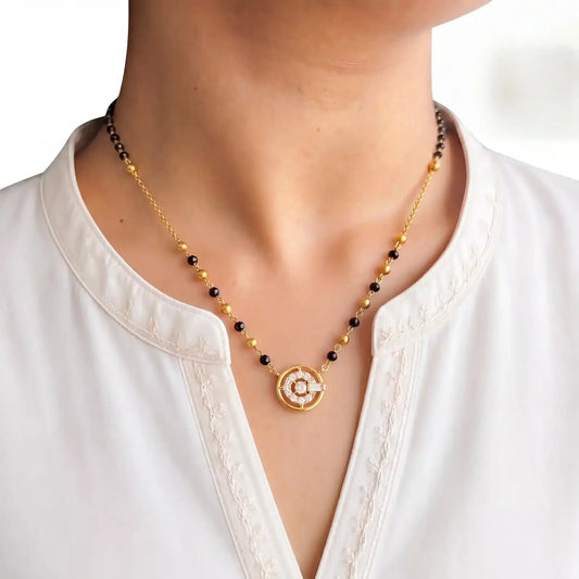 925 Sterling Silver Circular Halo Mangalsutra - My Store