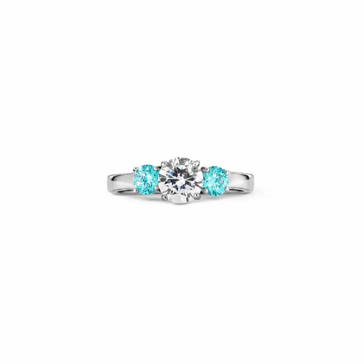 Aqua Three Stone Silver Ring - My Store