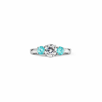 Aqua Three Stone Silver Ring - My Store