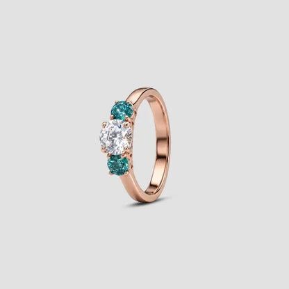 Aqua Three Stone Silver Ring - My Store