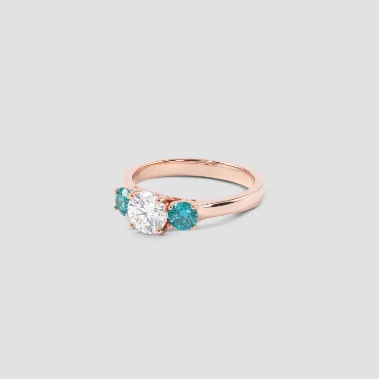 Aqua Three Stone Silver Ring - My Store