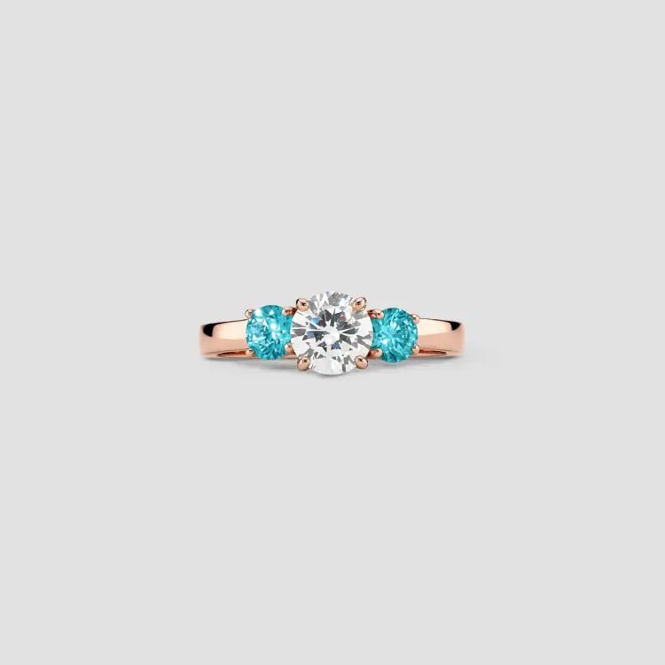 Aqua Three Stone Silver Ring - My Store