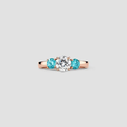 Aqua Three Stone Silver Ring - My Store