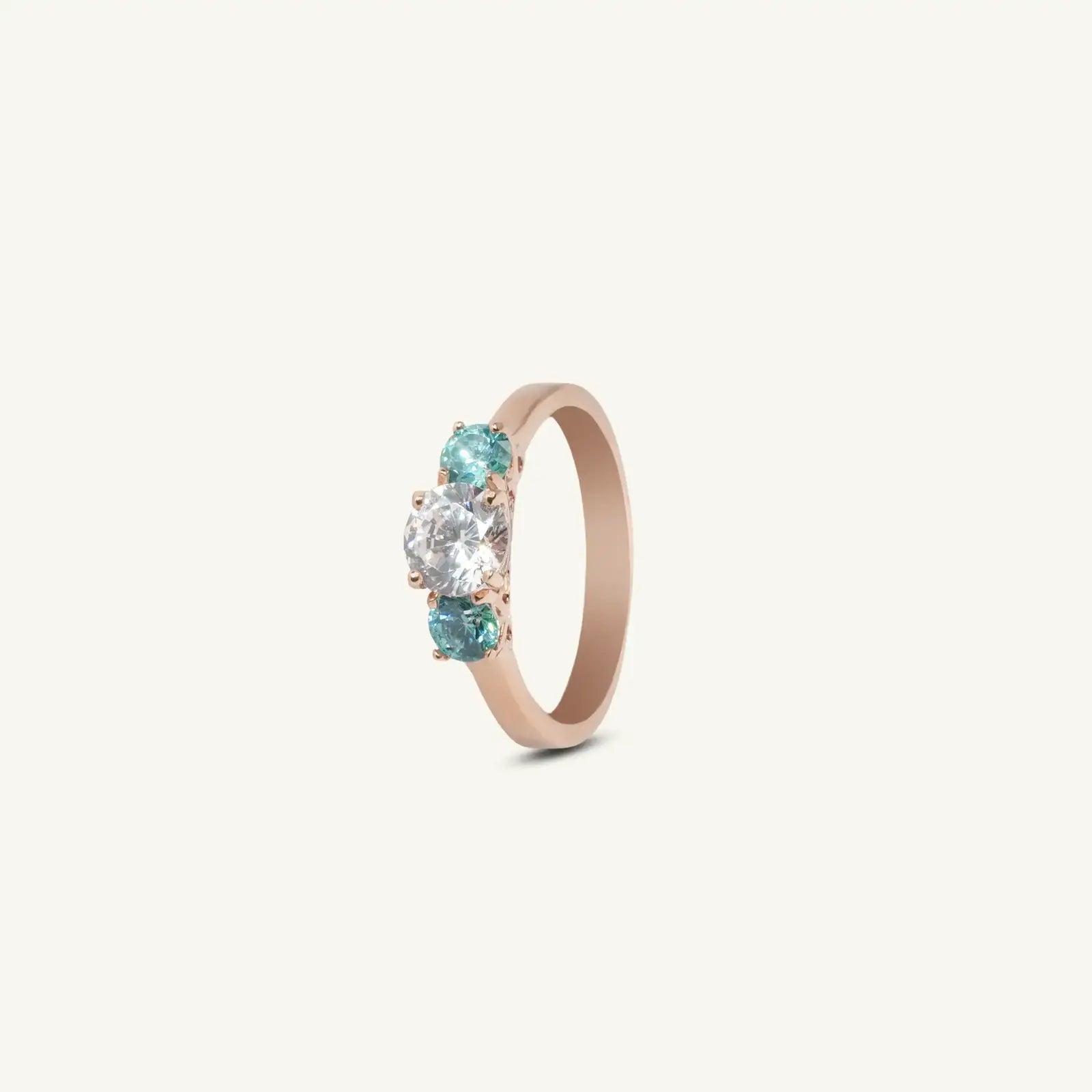 Aqua Three Stone Silver Ring - My Store