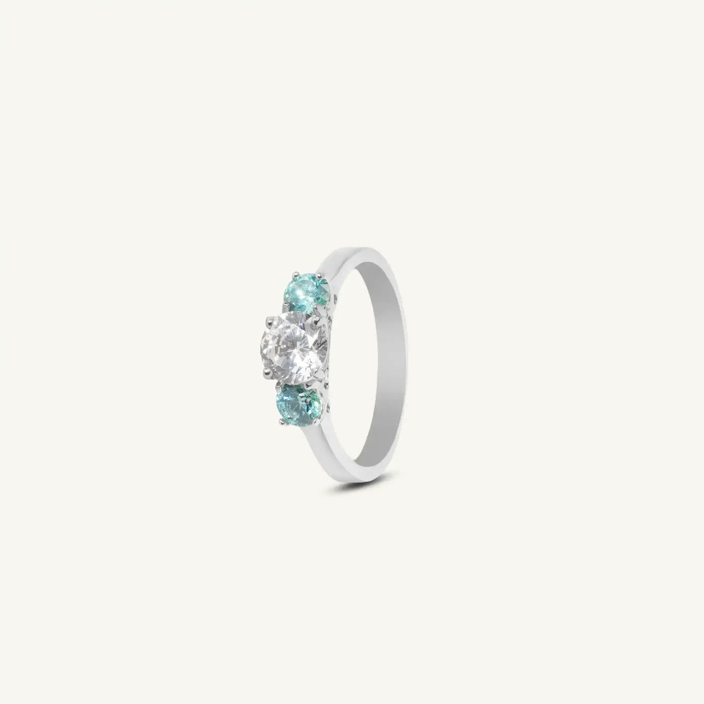 Aqua Three Stone Silver Ring - My Store