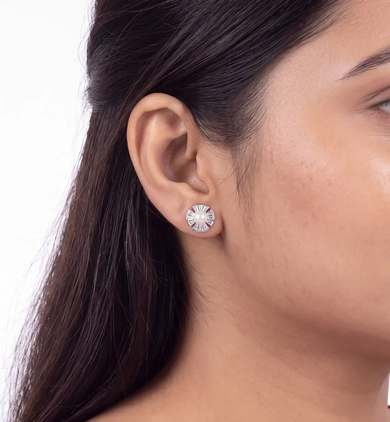 CZ Pearl Stud Earring - My Store
