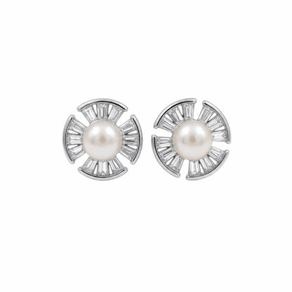 CZ Pearl Stud Earring - My Store