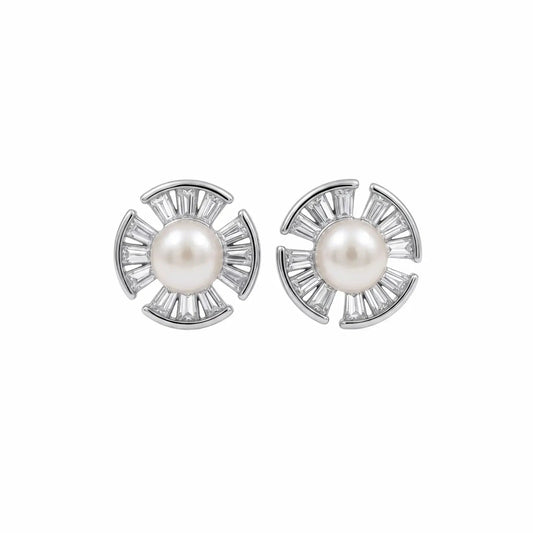CZ Pearl Stud Earring - My Store