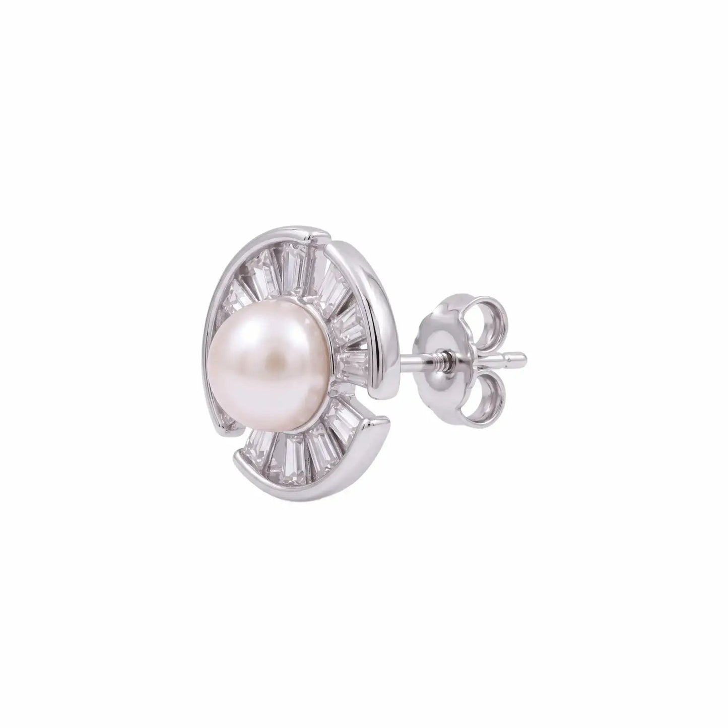 CZ Pearl Stud Earring - My Store