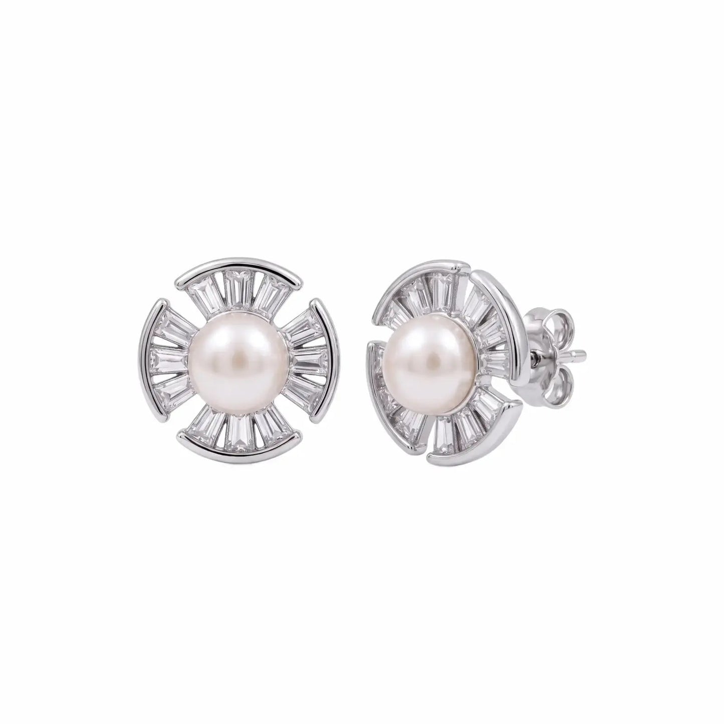 CZ Pearl Stud Earring - My Store