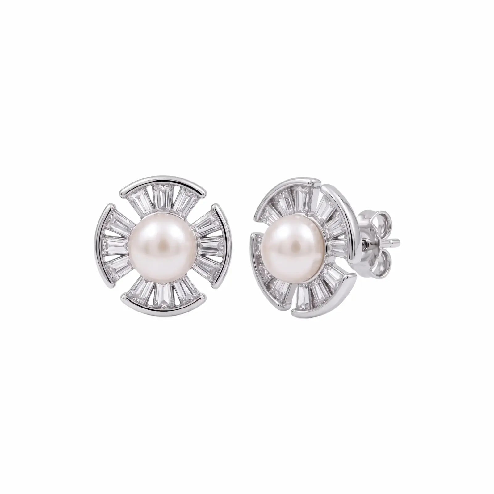 CZ Pearl Stud Earring - My Store