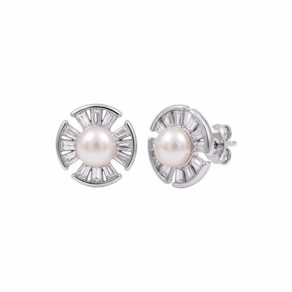 CZ Pearl Stud Earring - My Store