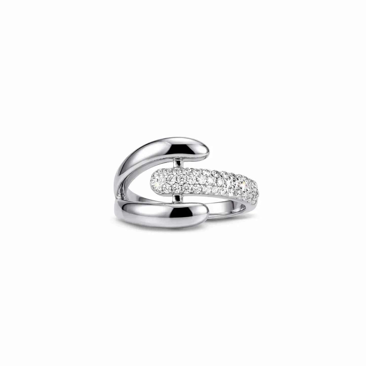 Dual Curve CZ Silver Ring - My Store