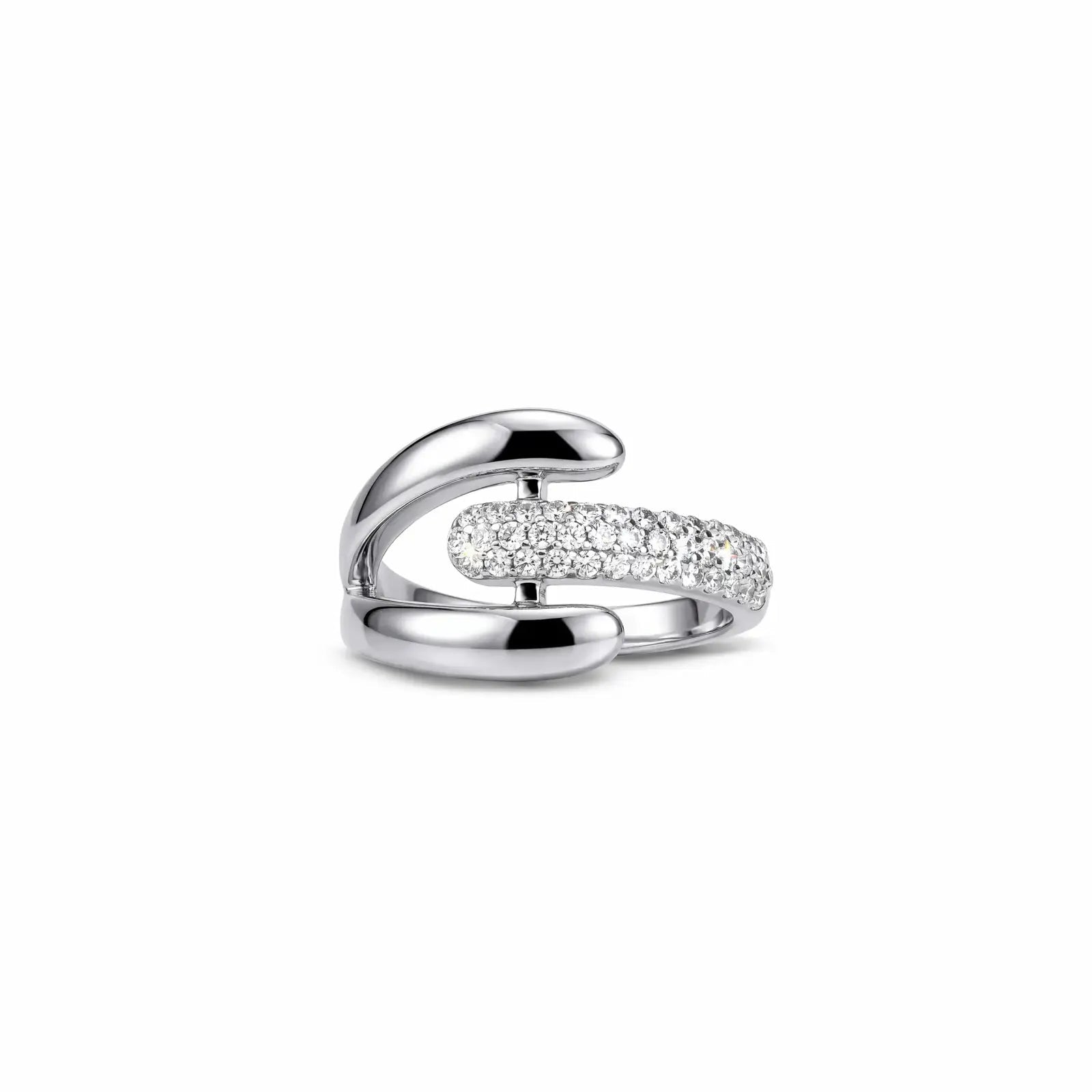Dual Curve CZ Silver Ring - My Store