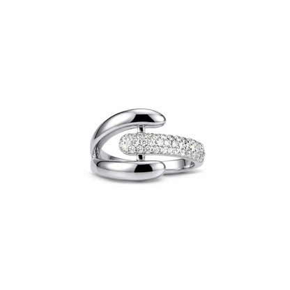 Dual Curve CZ Silver Ring - My Store