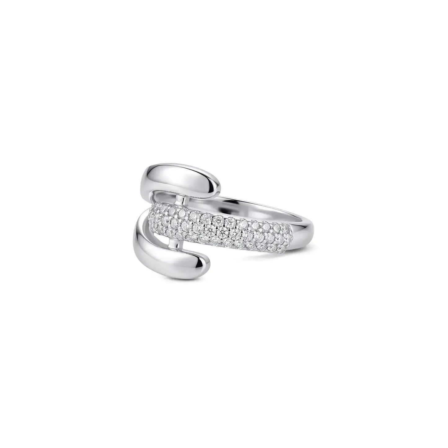 Dual Curve CZ Silver Ring - My Store