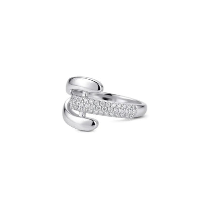 Dual Curve CZ Silver Ring - My Store