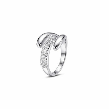 Dual Curve CZ Silver Ring - My Store
