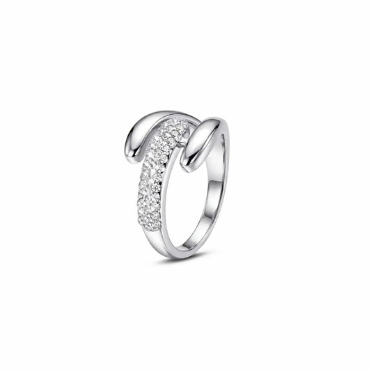 Dual Curve CZ Silver Ring - My Store