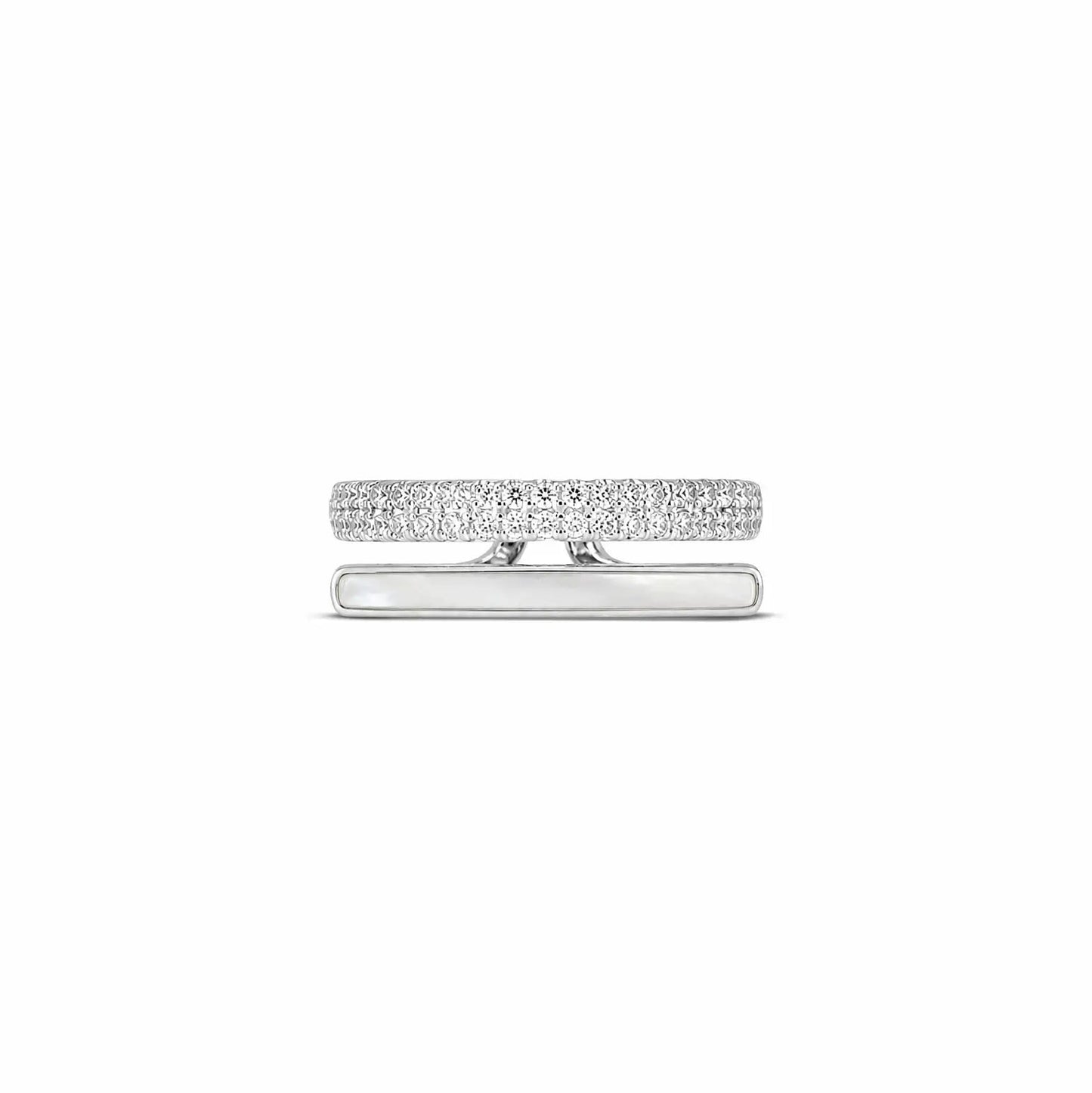 Geometric Criss Cross MOP CZ Ring - My Store