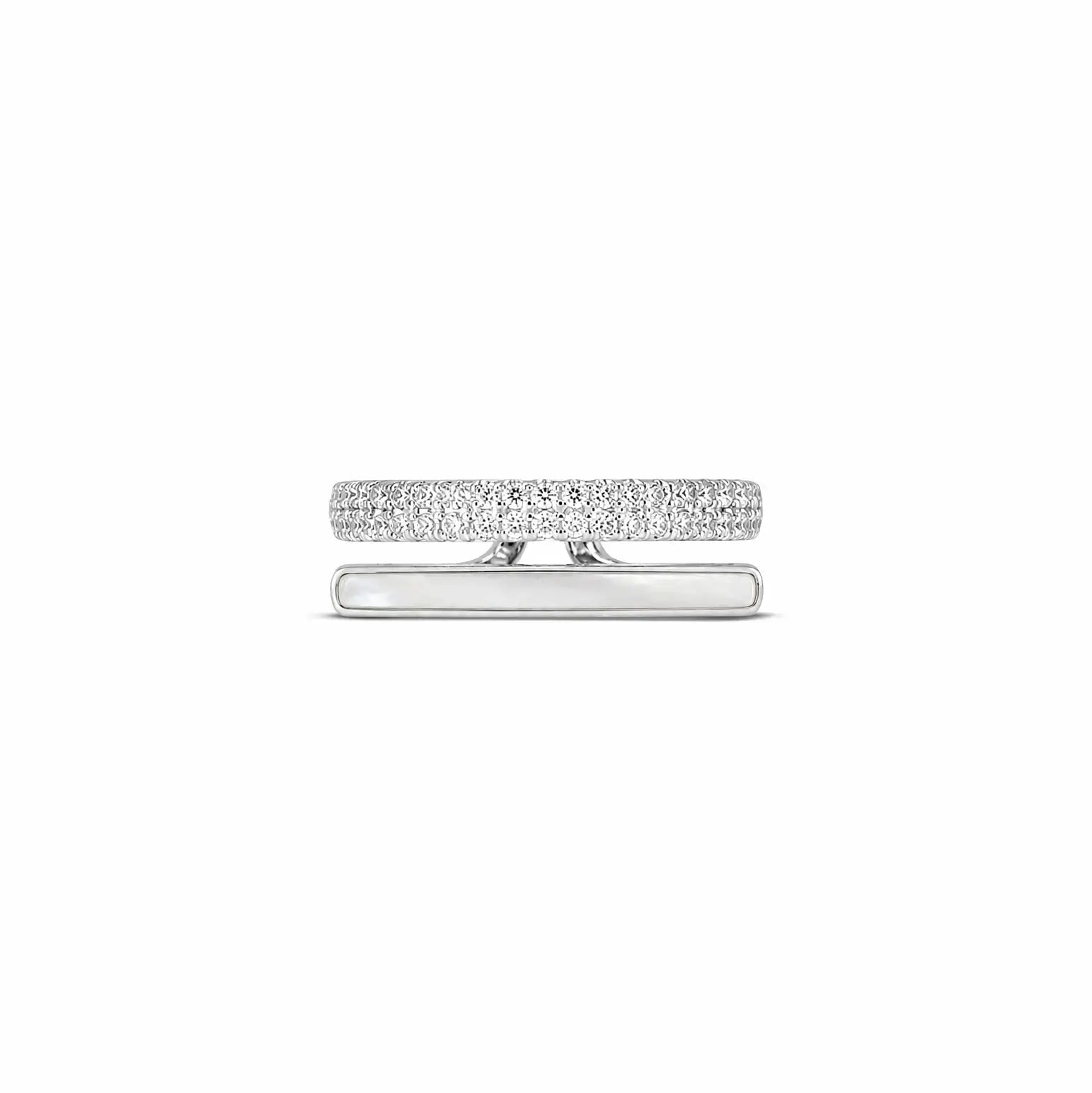 Geometric Criss Cross MOP CZ Ring - My Store