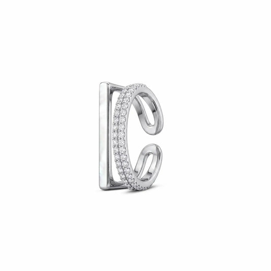 Geometric Criss Cross MOP CZ Ring - My Store