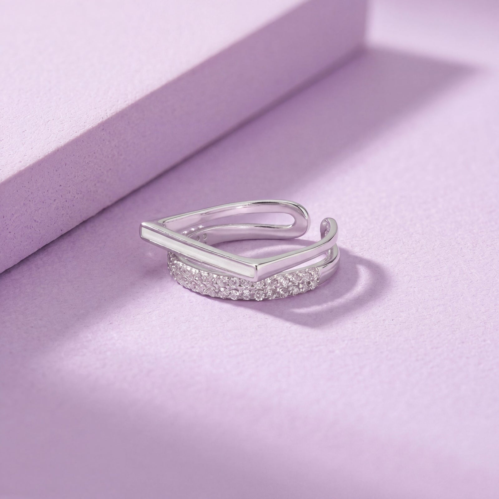 Geometric Criss Cross MOP CZ Ring - My Store
