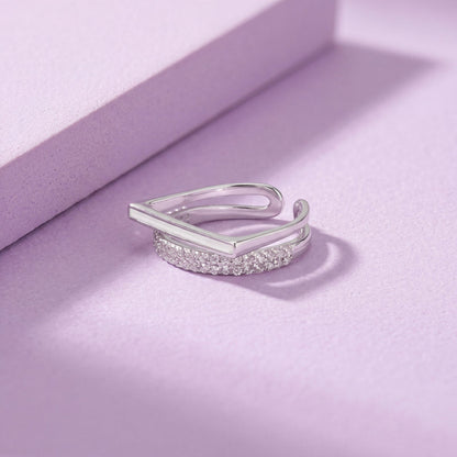 Geometric Criss Cross MOP CZ Ring - My Store