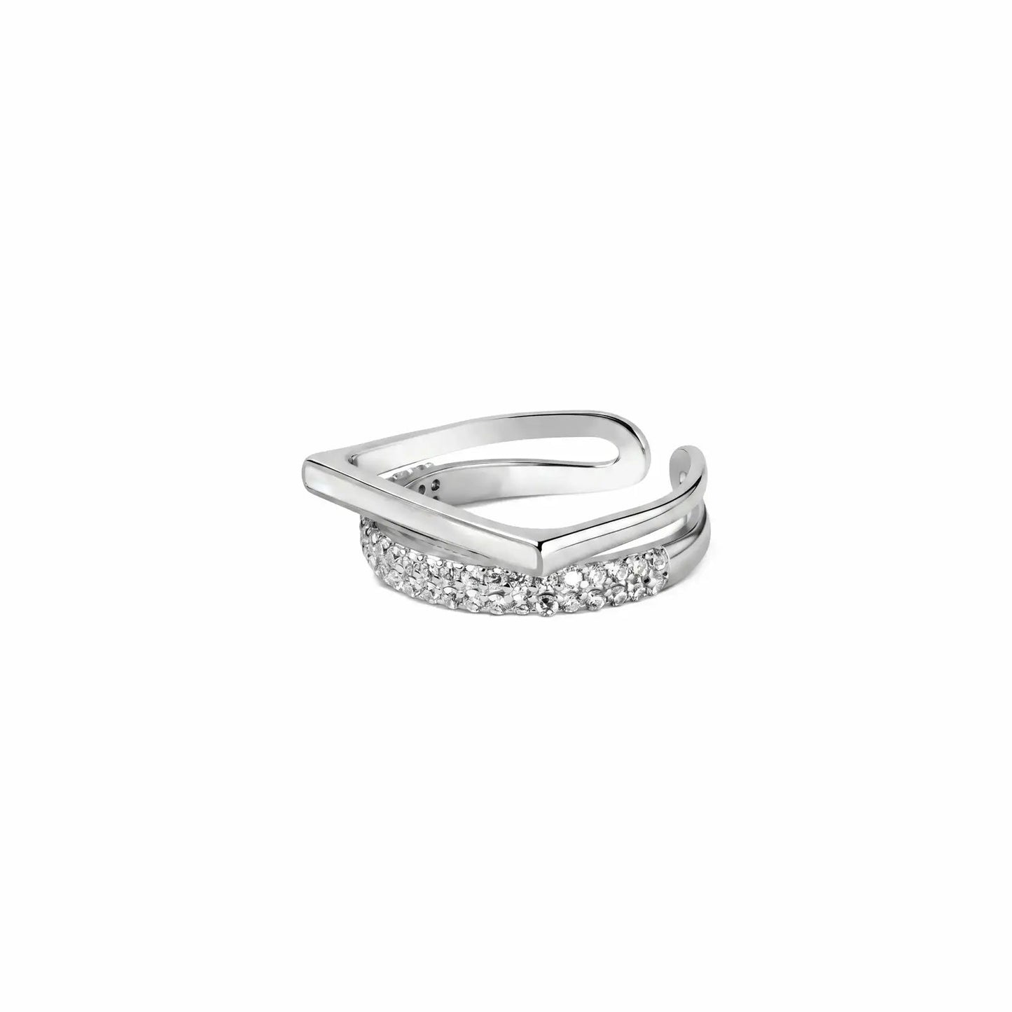 Geometric Criss Cross MOP CZ Ring - My Store