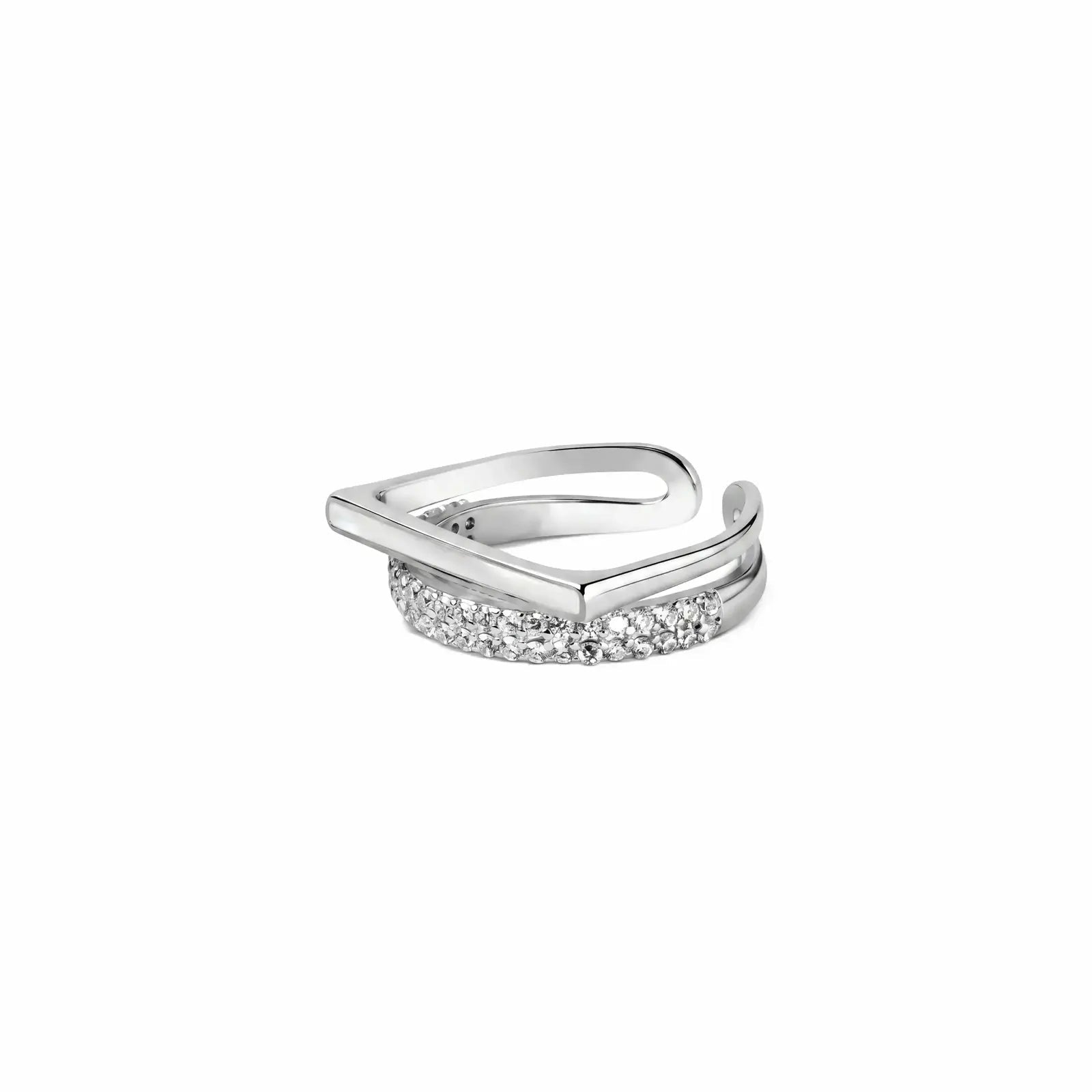 Geometric Criss Cross MOP CZ Ring - My Store