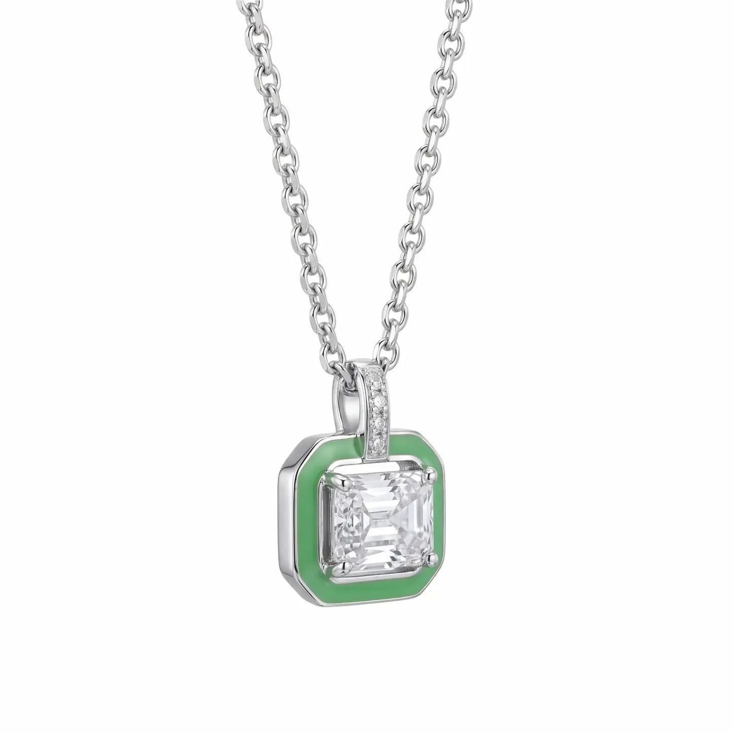 Lush Green Baguette Stone Necklace - My Store