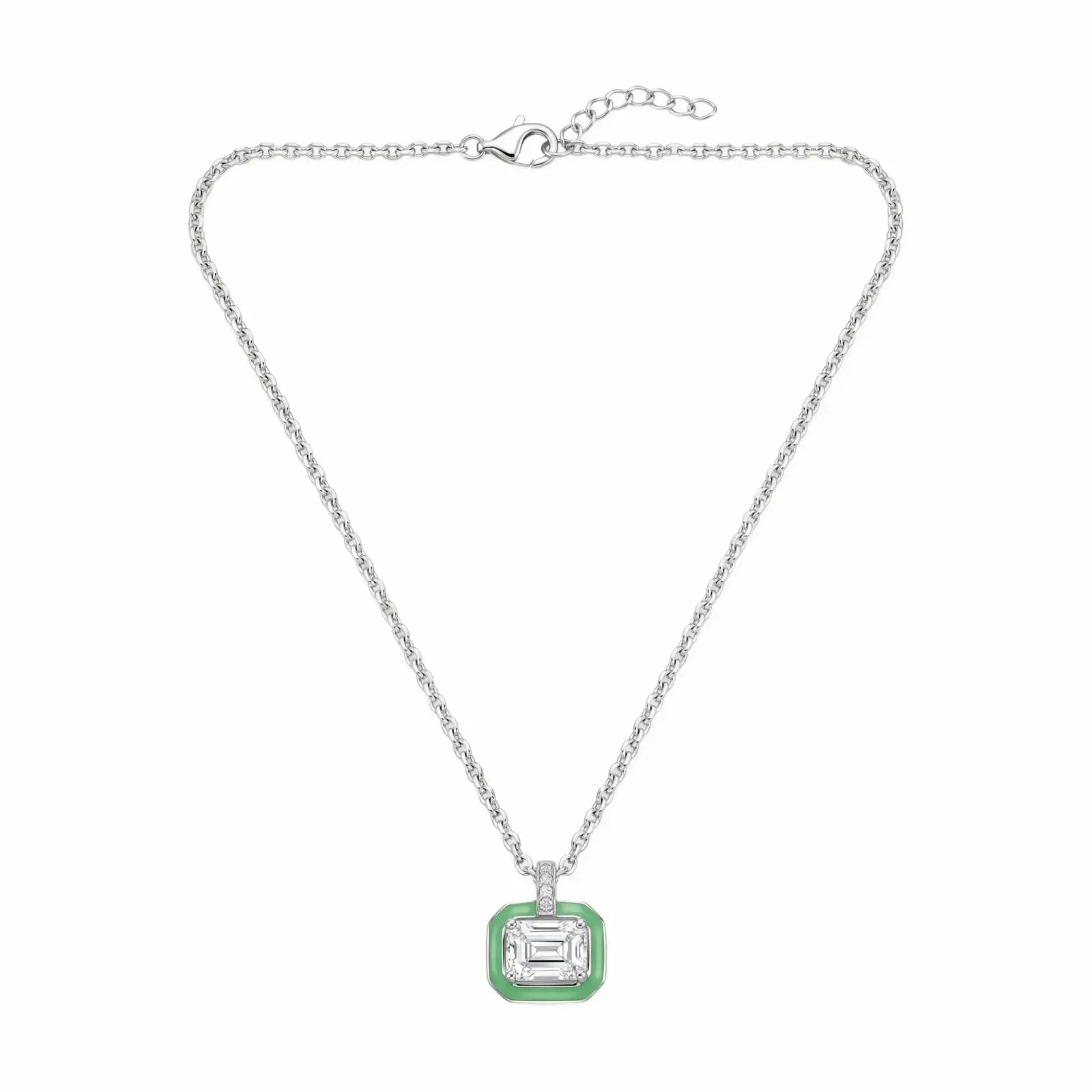 Lush Green Baguette Stone Necklace - My Store