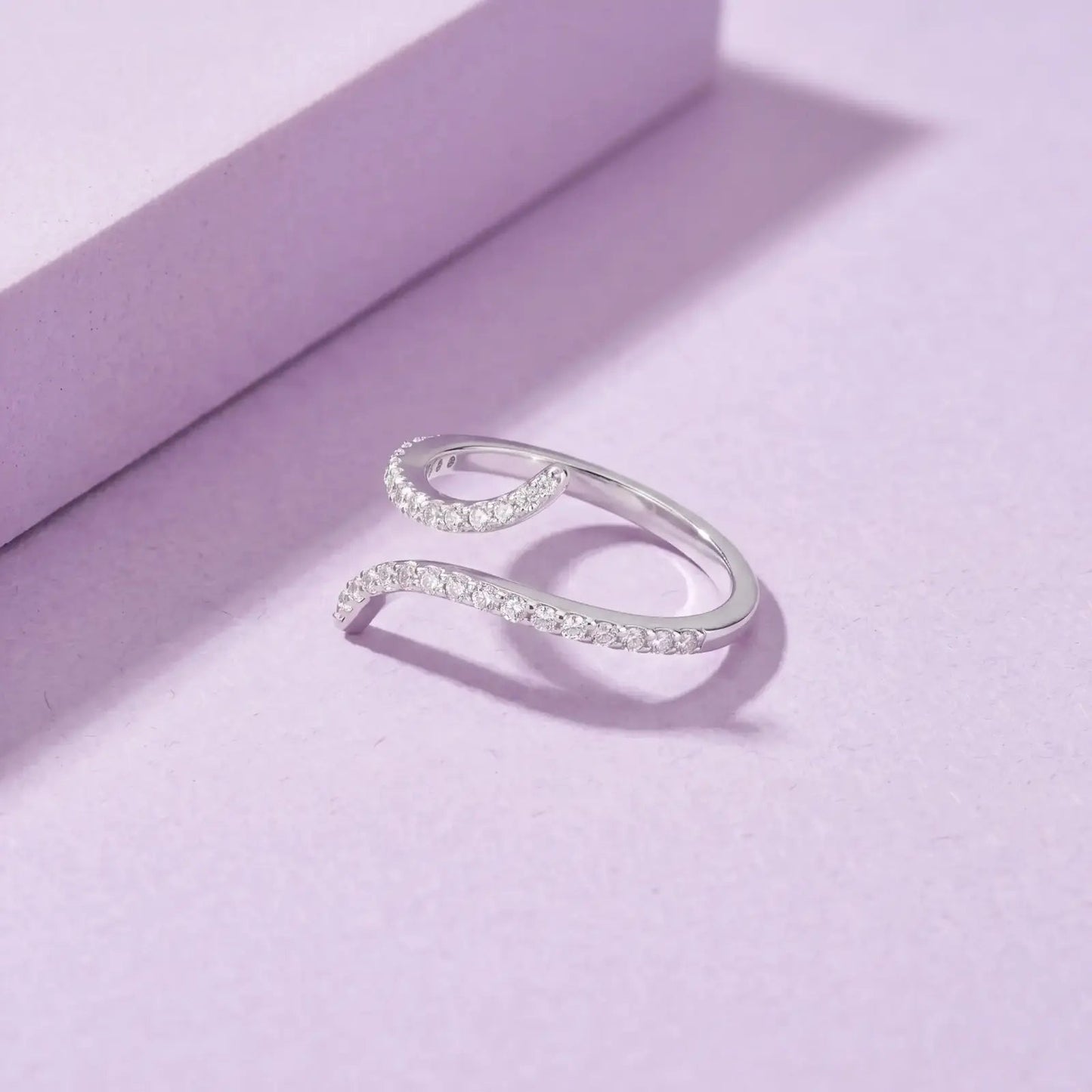 Open Spiral CZ Silver Ring - My Store