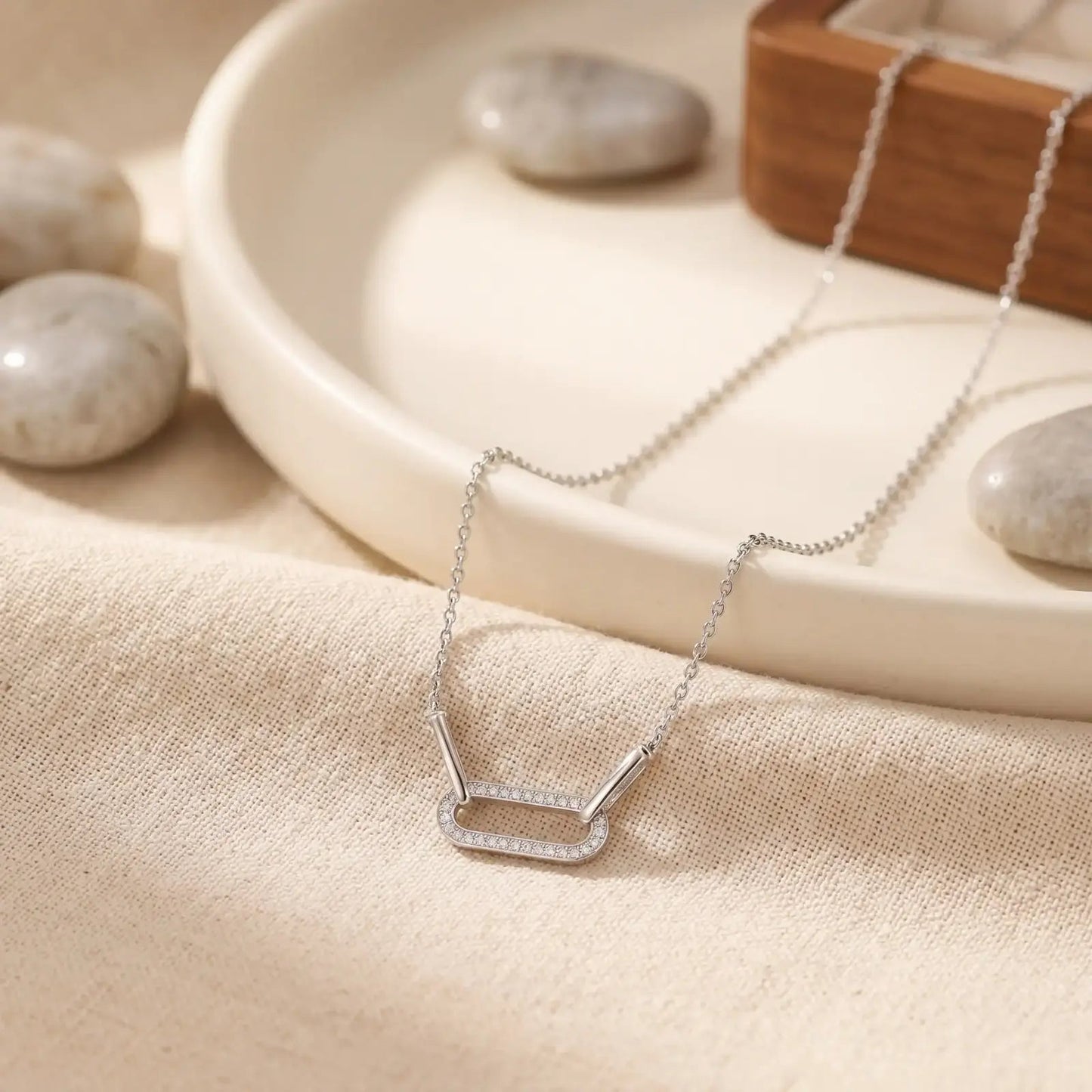 Pavé Link Paperclip Necklace - My Store