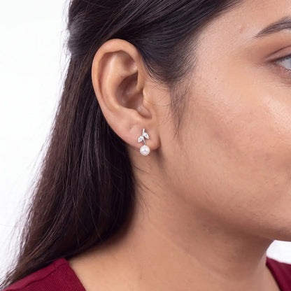 Pearl Leaf Drop Stud Earring - My Store