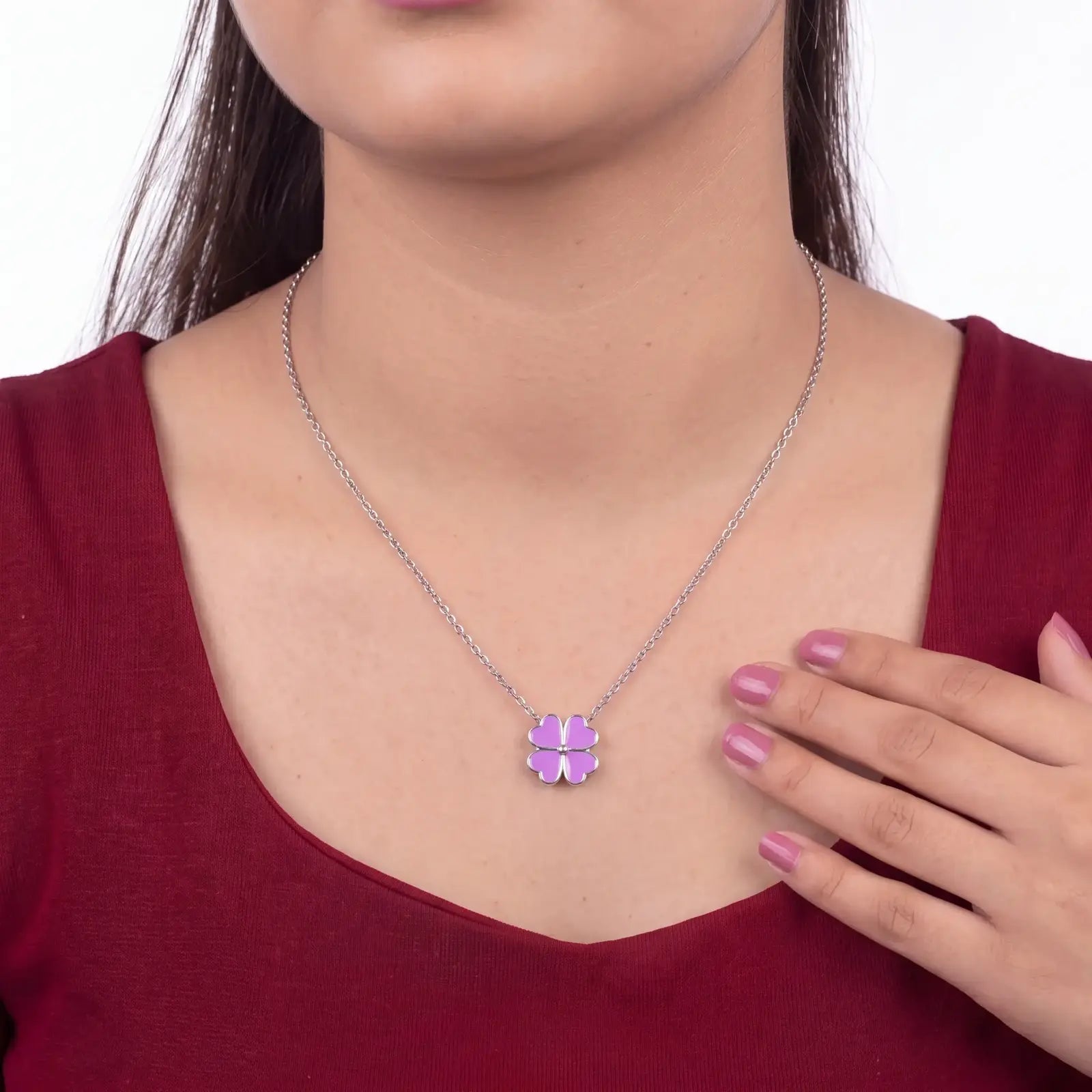 Pink Enamel Flower Necklace - My Store