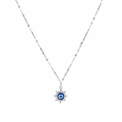 Radiant Evil Eye Silver Necklace - My Store