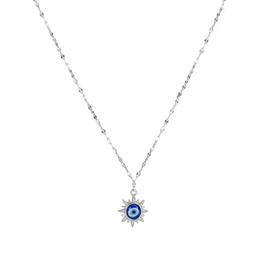 Radiant Evil Eye Silver Necklace - My Store