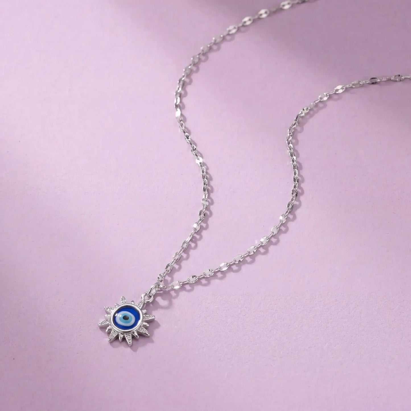 Radiant Evil Eye Silver Necklace - My Store