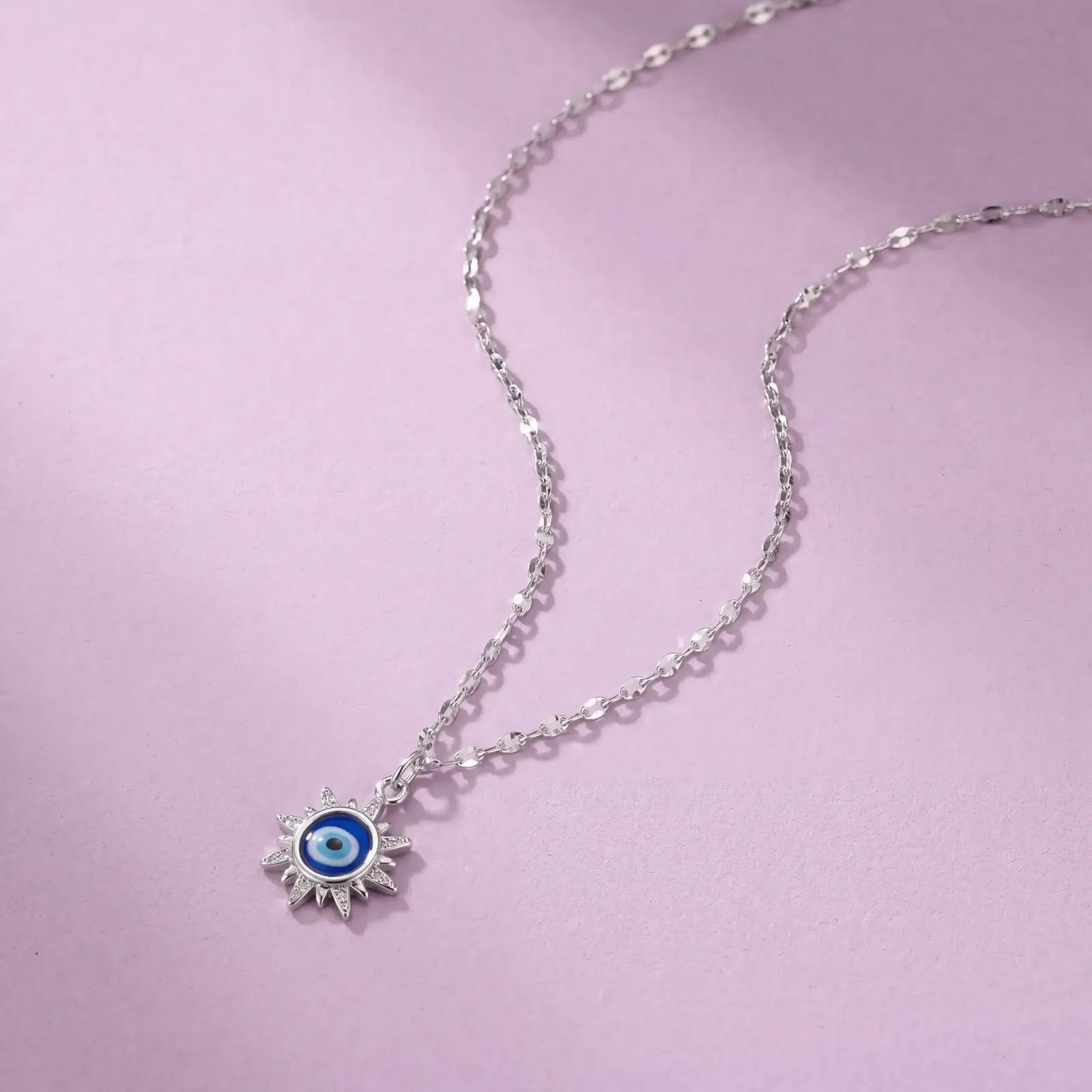 Radiant Evil Eye Silver Necklace - My Store