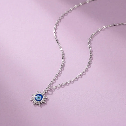 Radiant Evil Eye Silver Necklace - My Store