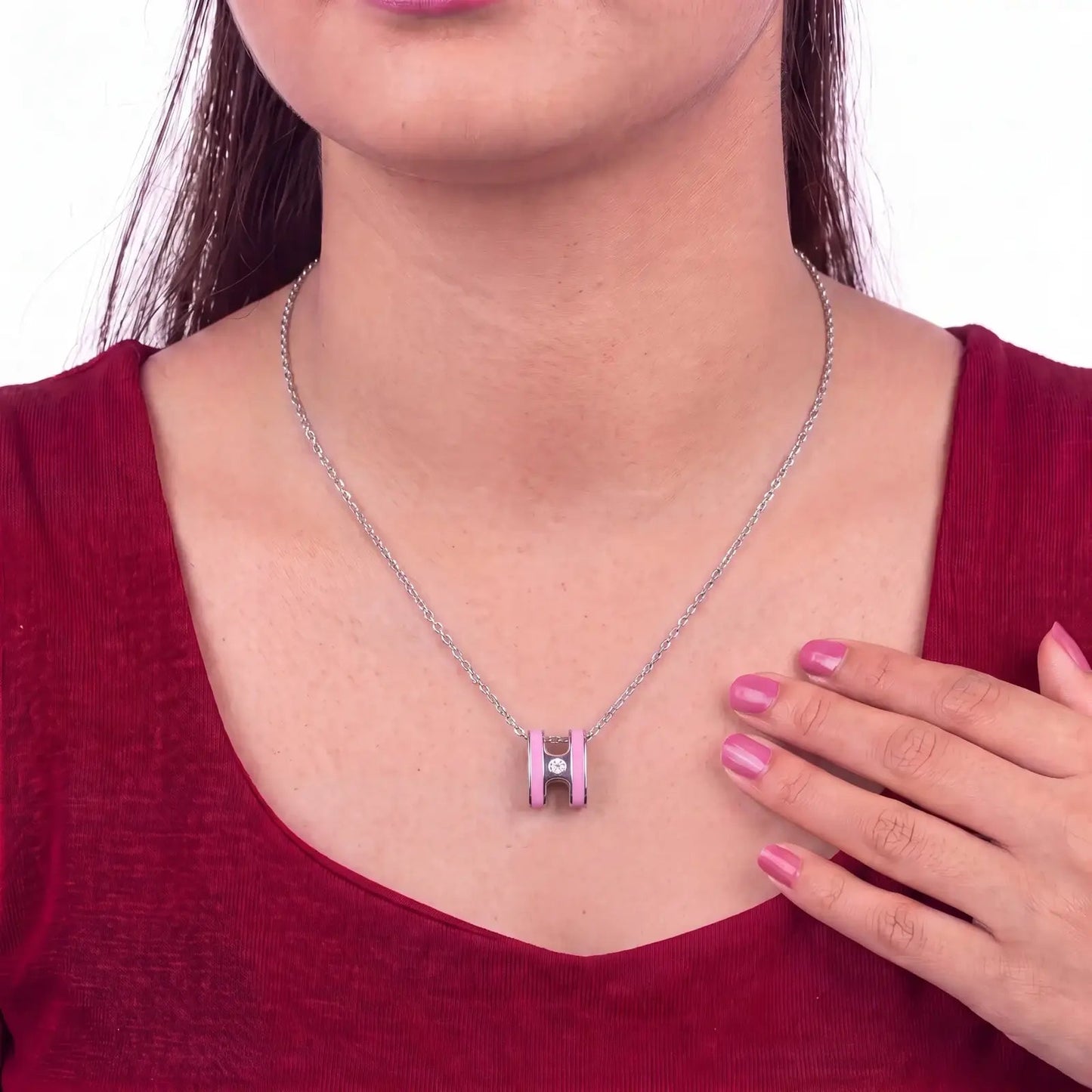 Radiant Pink Enamel Necklace - My Store
