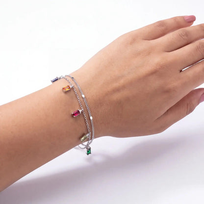 Rainbow Baguette Charm Bracelet - My Store