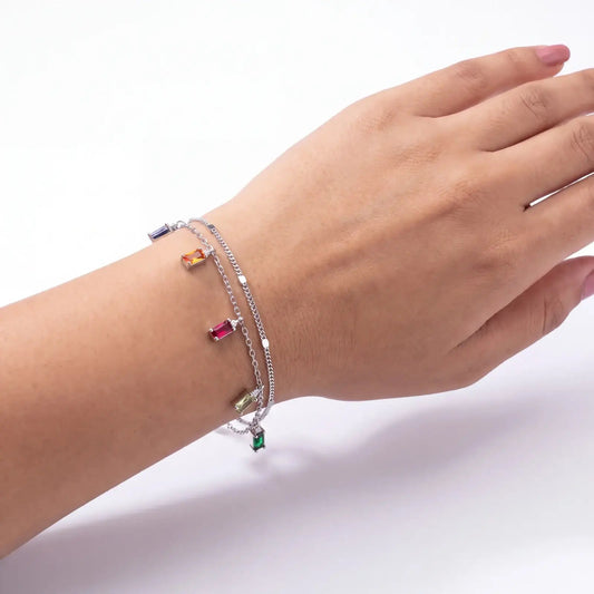 Rainbow Baguette Charm Bracelet - My Store