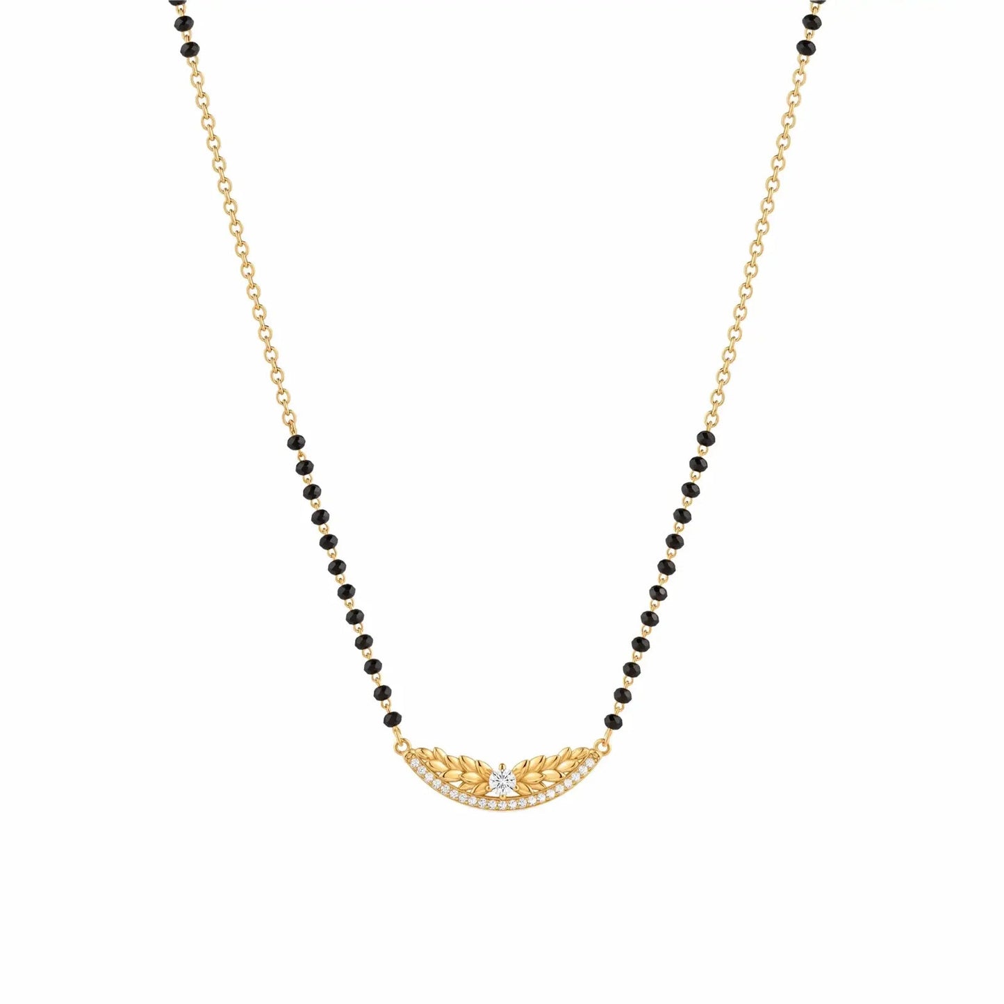 Textured Leafy Arch Silver Mangalsutra - My Store
