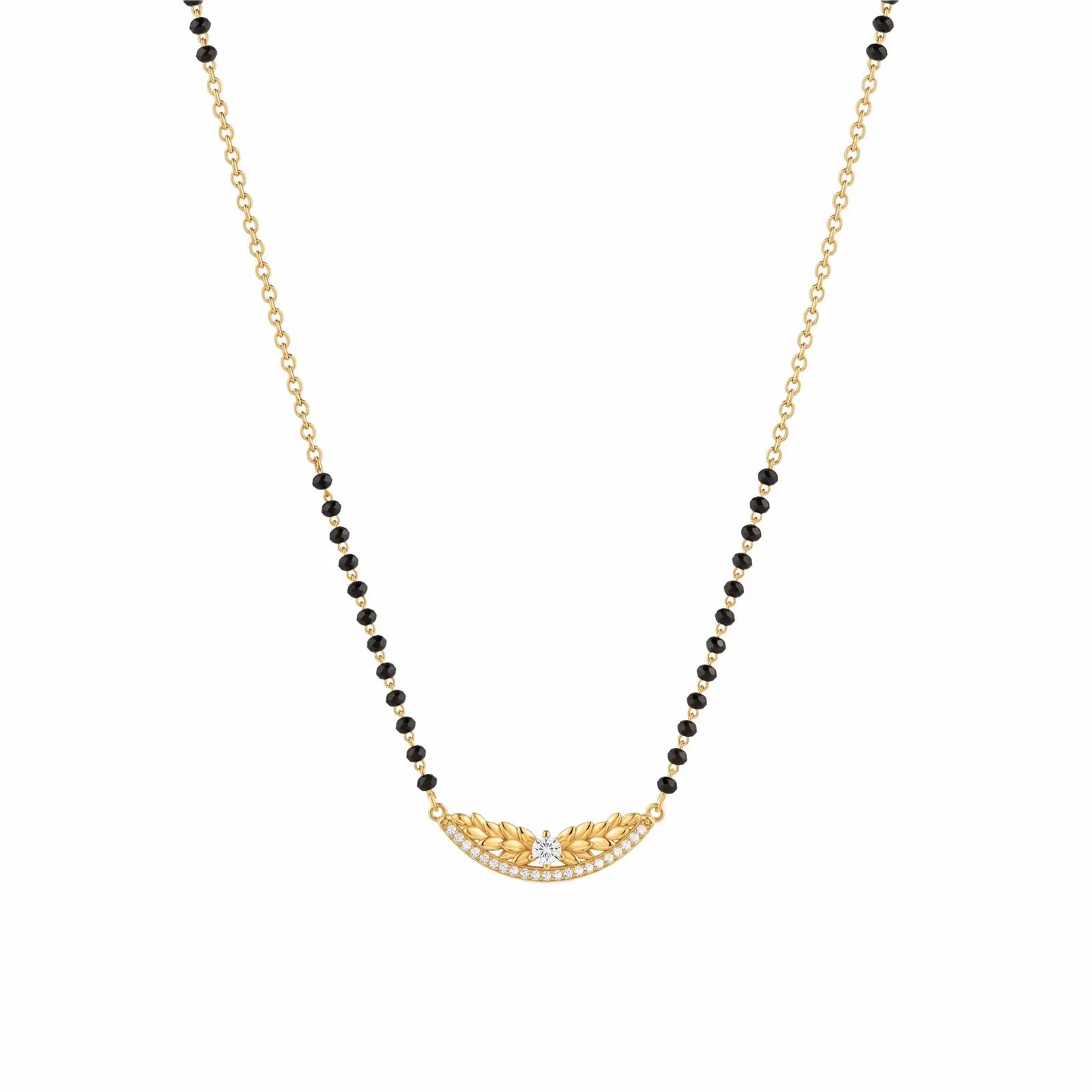 Textured Leafy Arch Silver Mangalsutra - My Store