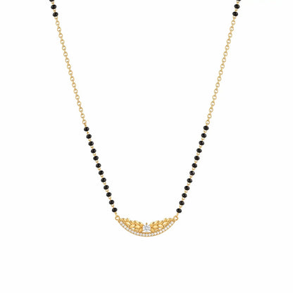 Textured Leafy Arch Silver Mangalsutra - My Store