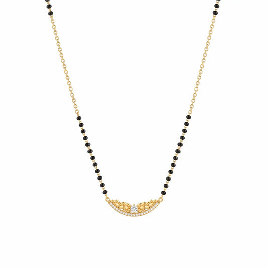 Textured Leafy Arch Silver Mangalsutra - My Store