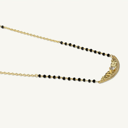 Textured Leafy Arch Silver Mangalsutra - My Store